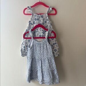 Two Organic Floral Blue and White Kids Dress